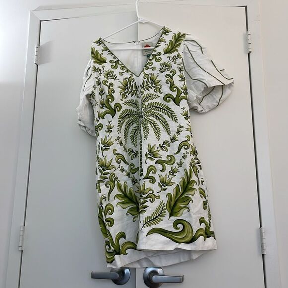 NWT FARM Rio Milani Off White Linen Mini Dress Women Size M - Picture 7 of 16